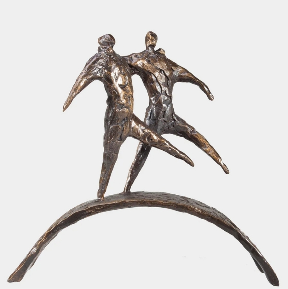 RARE Abstract Bronze Sculpture - Dancing Figures titled "Overbrugging"